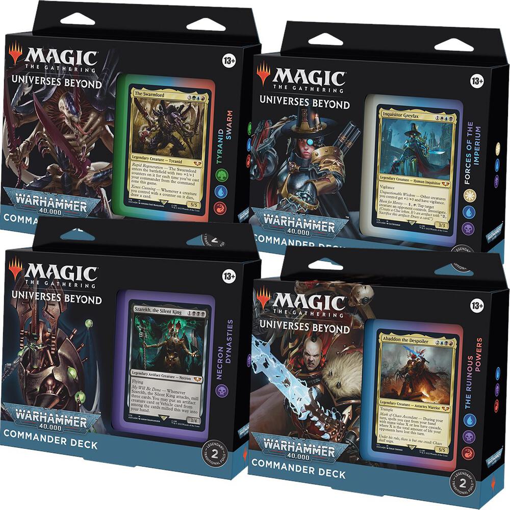 Magic: The Gathering Warhammer 40,000 Commander Deck Display (4 Decks) | Complete Set of All Preconstructed Commander Decks