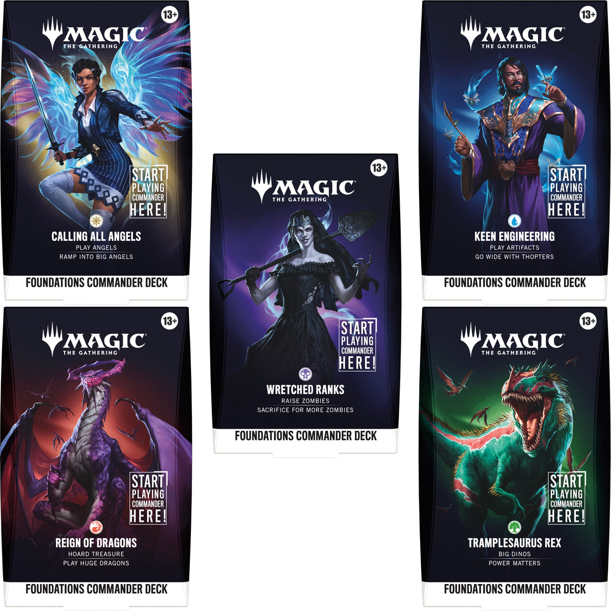 Magic: The Gathering Foundations Commander Deck Case (5 Decks, 5 Unique Decks) | MTG Foundations Commander Deck Carton