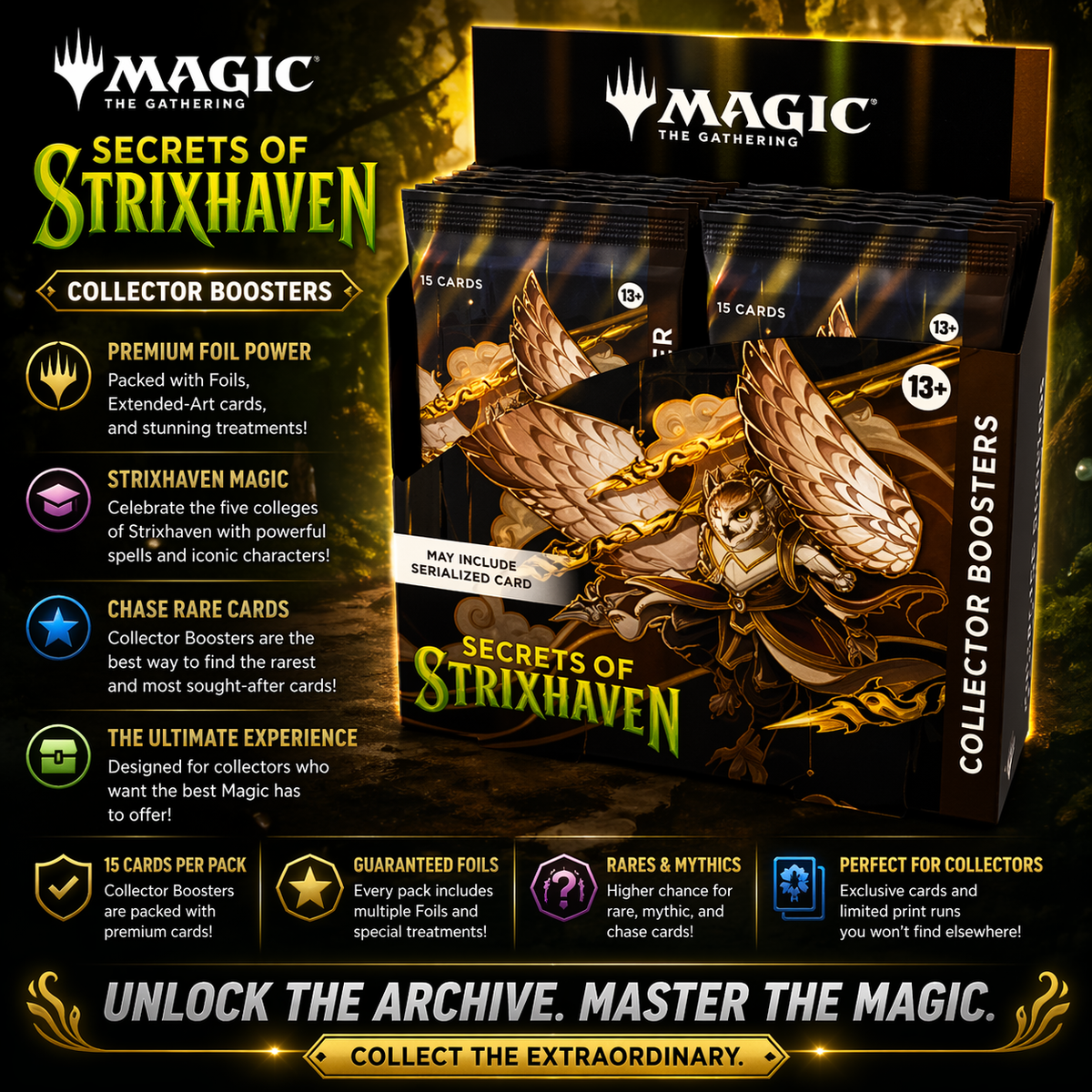 Magic: The Gathering Secrets of Strixhaven Collector Booster Box (12 Packs) – Premium MTG Sealed Display